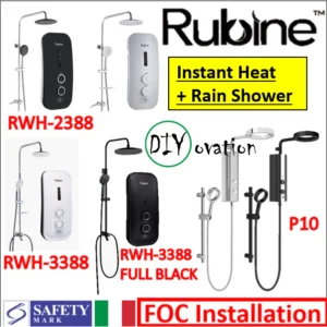 Rubine Instant Water Heater + Rain Shower